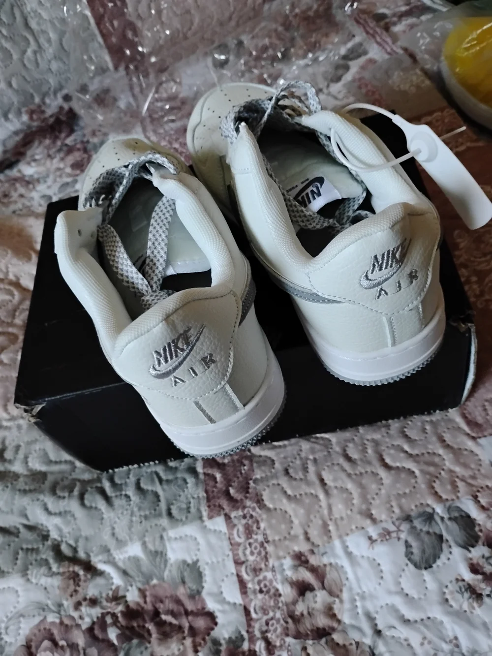 White and Light Gray Men's Athletic Sneakers
